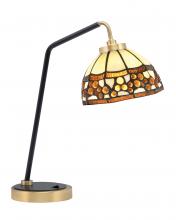 Toltec Company 59-MBNAB-9975 - Desk Lamp, Matte Black & New Age Brass Finish, 7&#34; Roman Jewel Art Glass