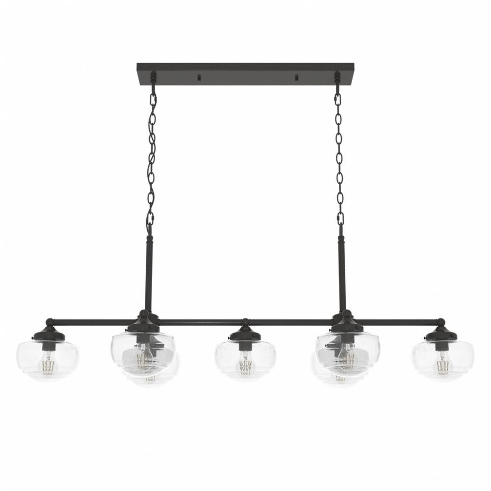 Hunter Saddle Creek Noble Bronze with Seeded Glass 7 Light Chandelier Ceiling Light Fixture