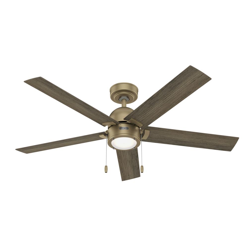Hunter 52 inch Erling Luxe Gold Ceiling Fan with LED Light Kit and Pull Chain