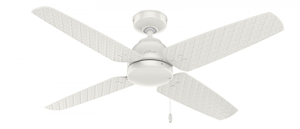 Hunter 52 inch Sunnyvale Fresh White Damp Rated Ceiling Fan and Pull Chain