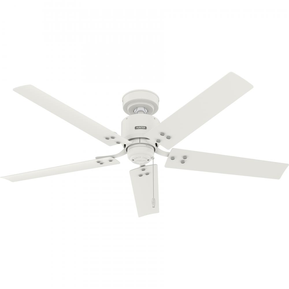 Hunter 52 inch Windbound Matte White Damp Rated Ceiling Fan and Pull Chain