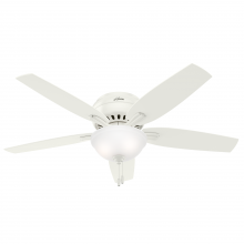Hunter 53313 - Hunter 52 inch Newsome Fresh White Low Profile Ceiling Fan with LED Light Kit and Pull Chain