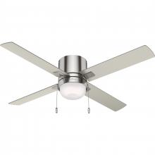 Hunter 50953 - Hunter 52 inch Minikin Brushed Nickel Low Profile Ceiling Fan with LED Light Kit and Pull Chain