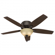 Hunter 53314 - Hunter 52 inch Newsome Premier Bronze Low Profile Ceiling Fan with LED Light Kit and Pull Chain