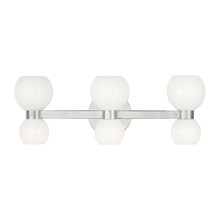 Visual Comfort & Co. Studio Collection KSV1006PNMG - Londyn Mid-century modern indoor dimmable 6-light vanity fixture in a polished nickel finish with mi