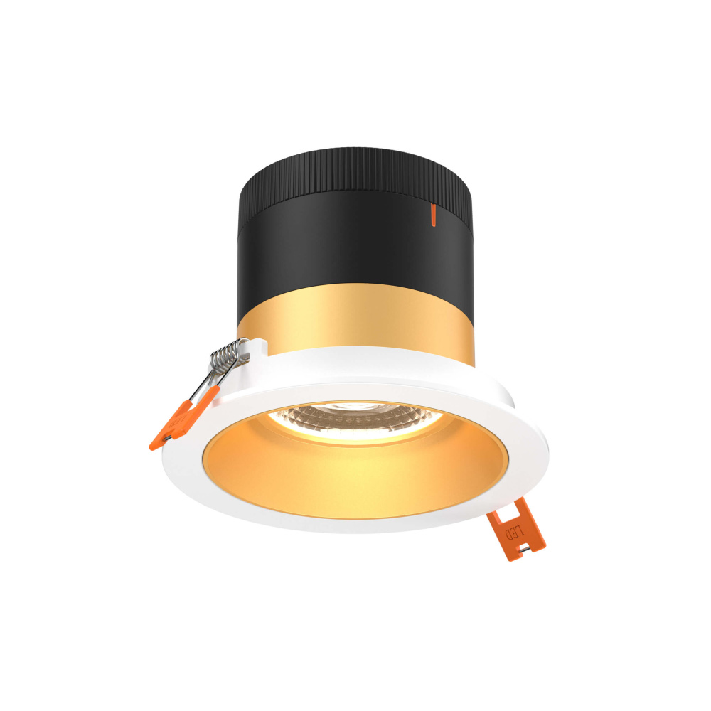 4in Modular Downlight, 5CCT, 20 degree Beam Angle, Regressed, Gold, White Trim