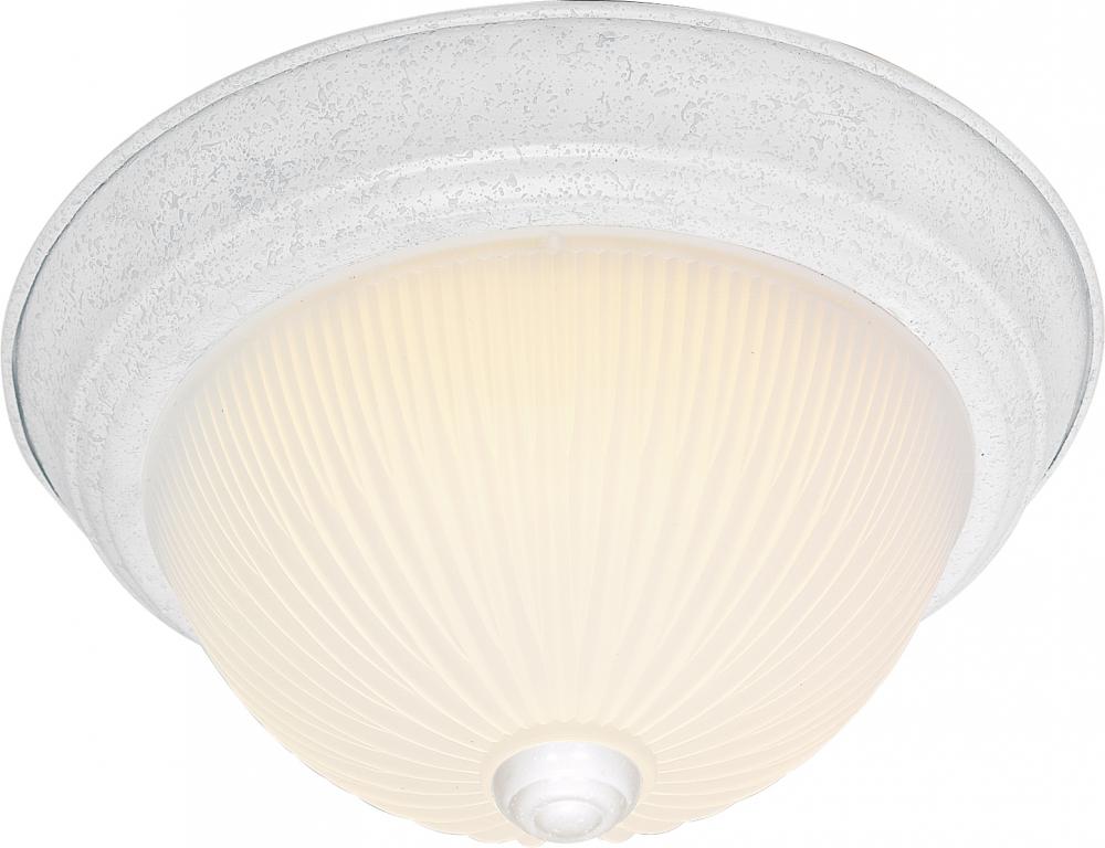 3 Light - 15" Flush with Frosted Ribbed - Textured White Finish