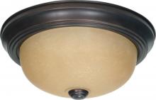 Nuvo 60/1255 - 2 Light - 11&#34; Flush with Champagne Linen Washed Glass - Mahogany Bronze Finish