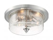 Nuvo 60/7191 - Bransel - 3 Light Flush Mount with Seeded Glass - Brushed Nickel Finish