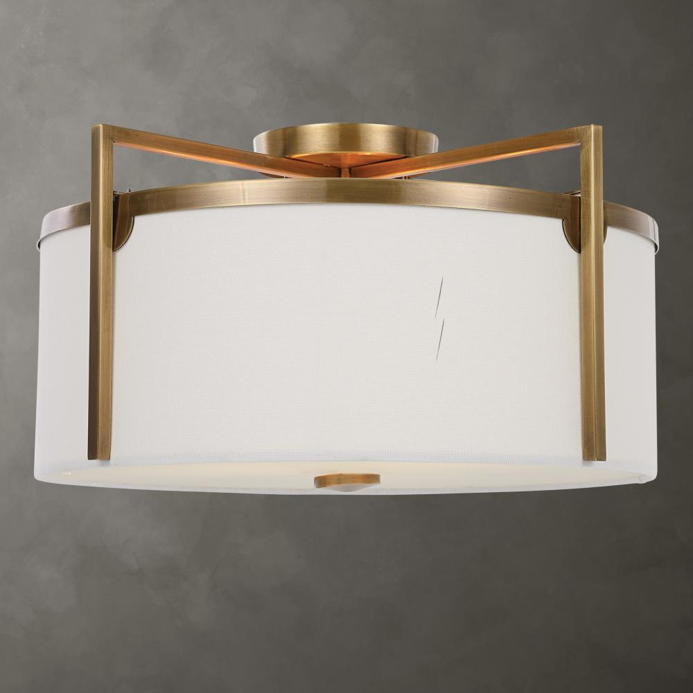 Uttermost Colfax Brass 3 Light Semi Flush