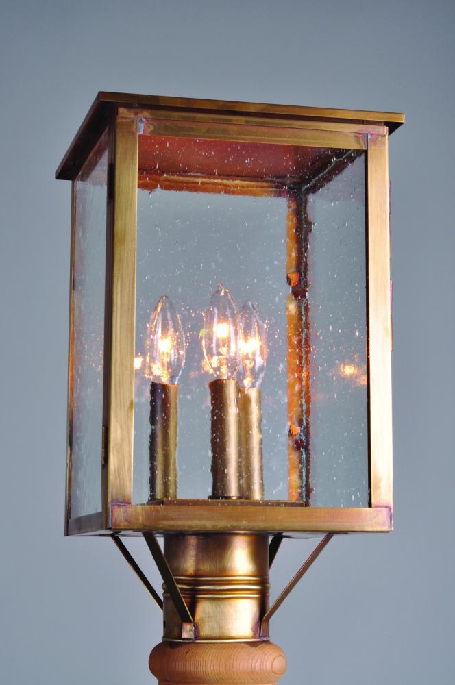 Post Antique Brass 3 Candelabra Sockets Seedy Marine Glass