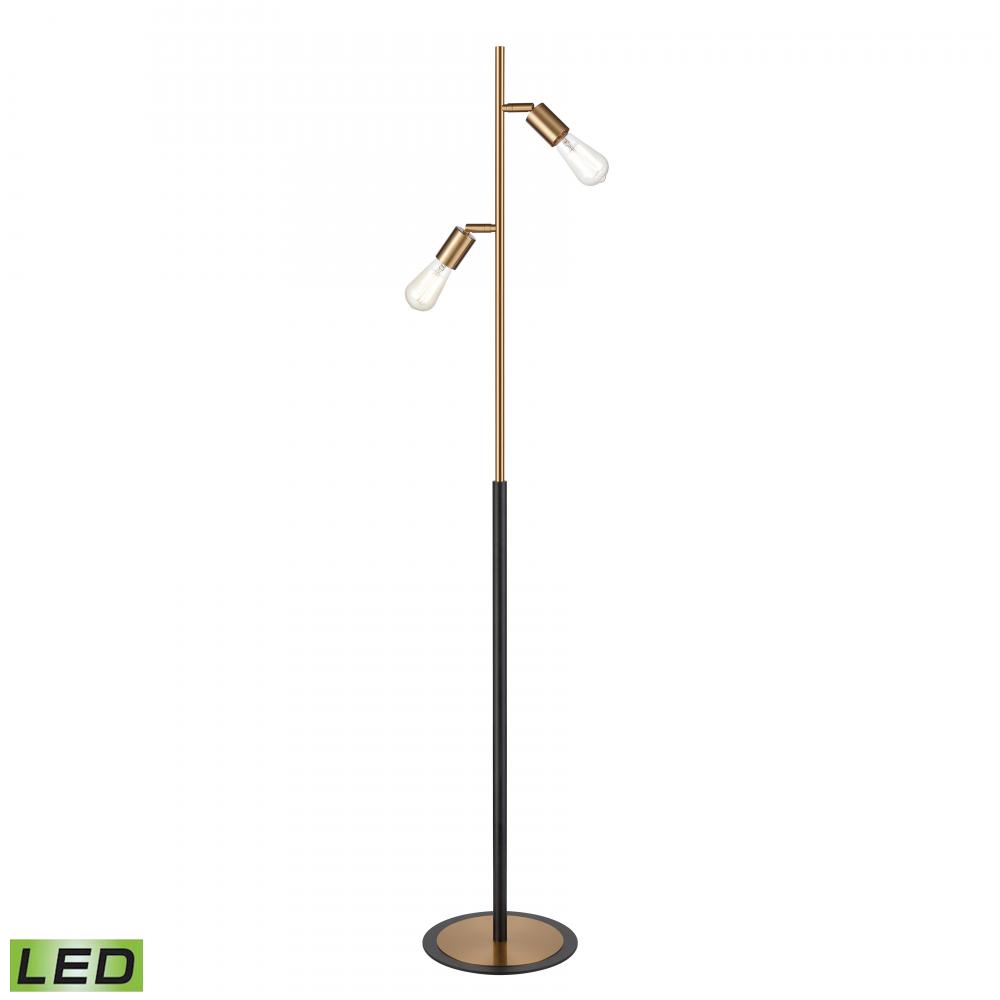 Kelston 62'' High 2-Light Floor Lamp - Matte Black - Includes LED Bulbs